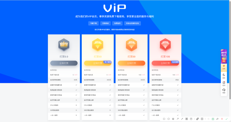 子比主题-自定义VIP会员开通详情页面-无忧资源